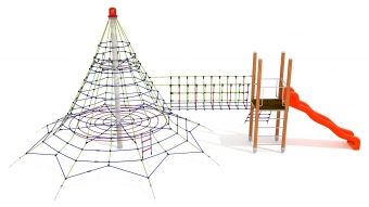 Šplhací lanový prvek na dětské hřiště lanová pyramida se skluzavkou.jpg.