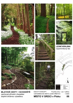 Místo v srdci - Písek Lesní hřbitov 06 Použité prvky - Les + pěšiny.jpg.